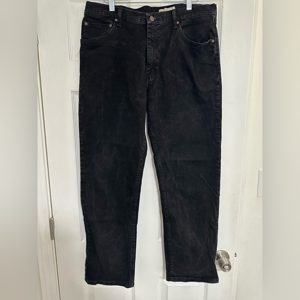 Wrangler Mens Dark Denim Black Wash Jeans Size 36Wx30L Regular Fit